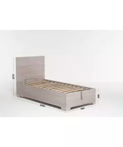 LETTO SINGOLO CONTENITORE CON PIEDINI "HI BOX" OLMO NATURALE 90X190 CM